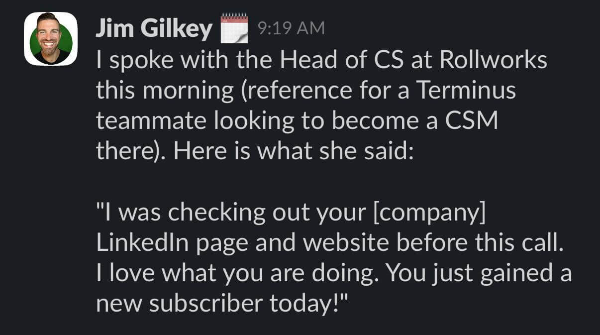 Kind words from Jim Gilkey