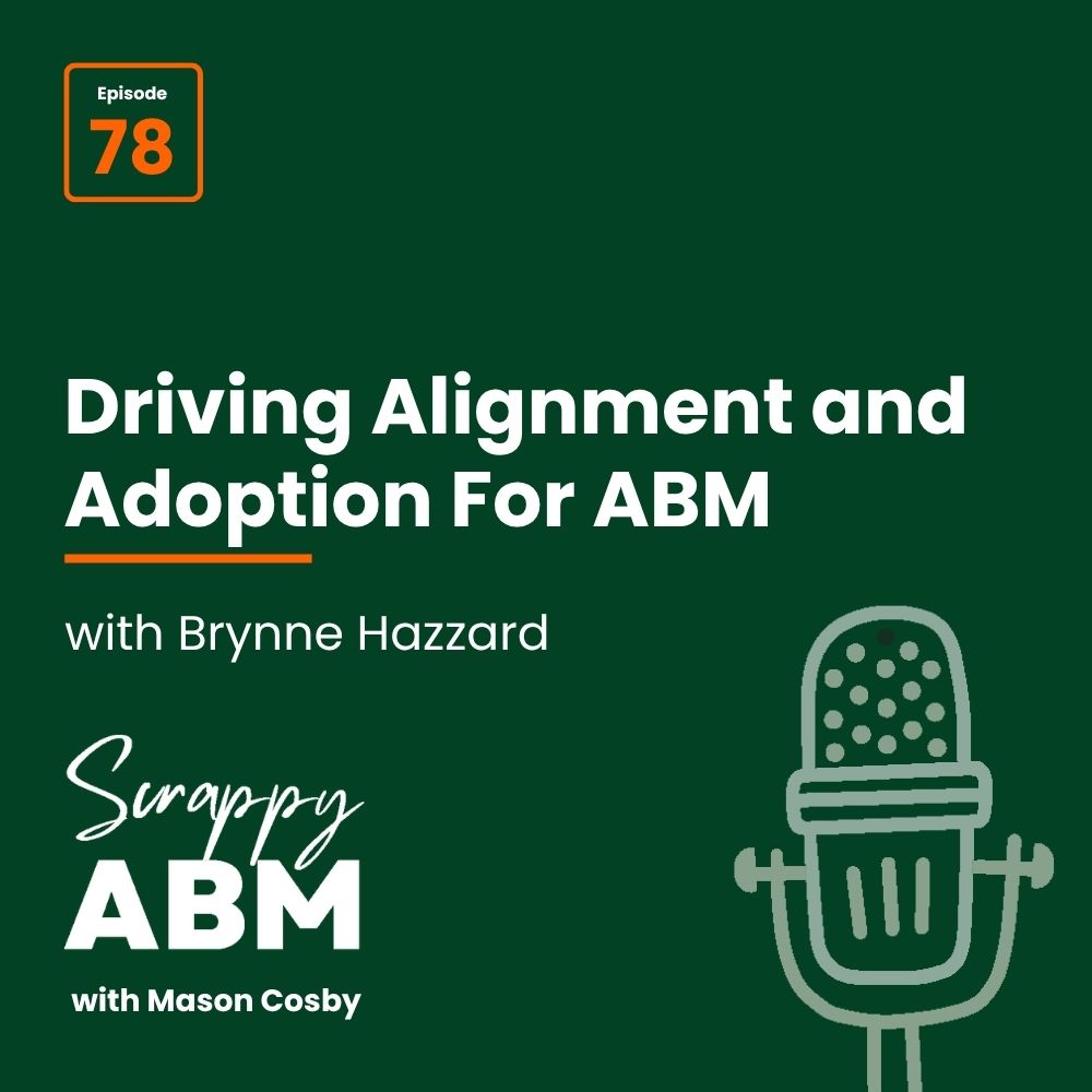 Episode 2 - The Art of the Scrappy ABM - How to Achieve Big Results Without Big Ad Spend Podcast cover for Driving Alignment and Adoption For ABM with Brynne Hazzard, episode 78 of Scrappy ABM with Mason Cosby. Includes a microphone graphic on a green background.